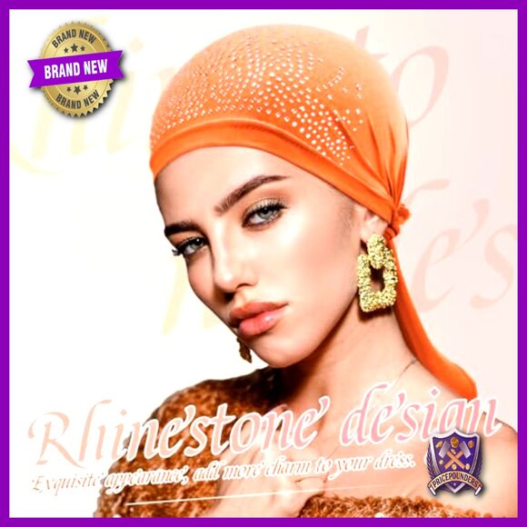 Stretchy Rhinestone Head Wrap Bandana Beanie Turban Cap Skull Cap Headbands main image 4
